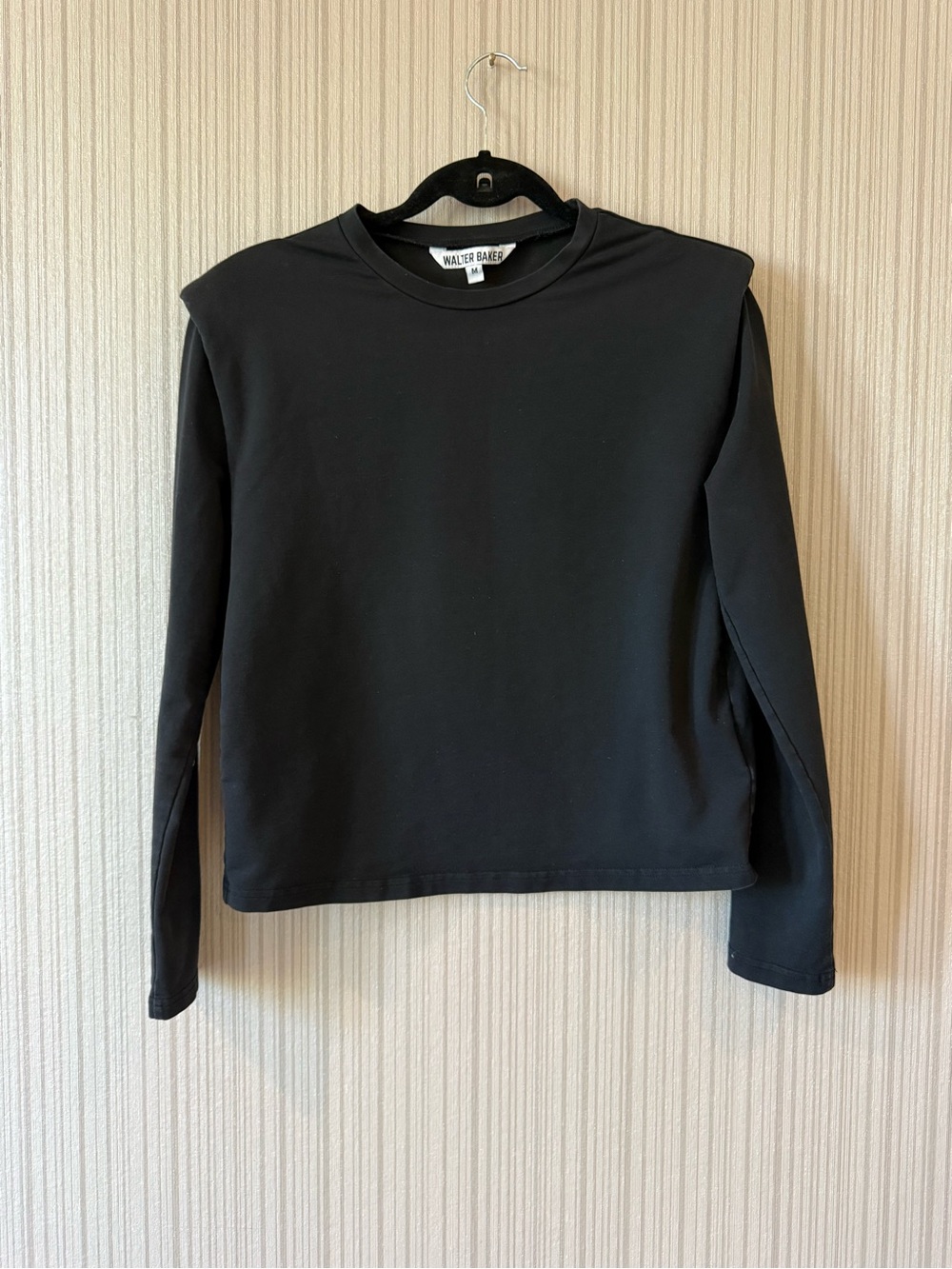 Walter Baker Black Long Sleeve Shoulder-Detail Sweatshirt
